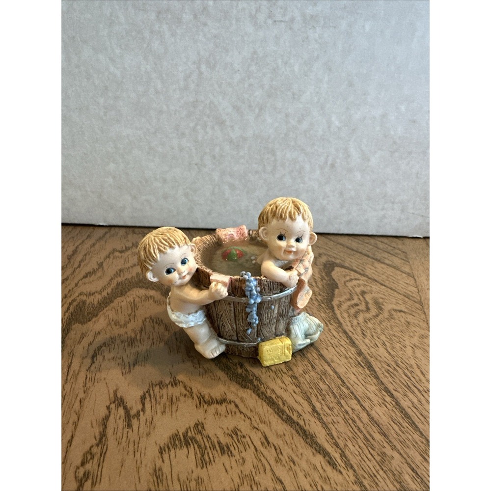 Vintage Collectable Bath Babies Figurine, Resin, Regency Fine Arts Nursery Decor
